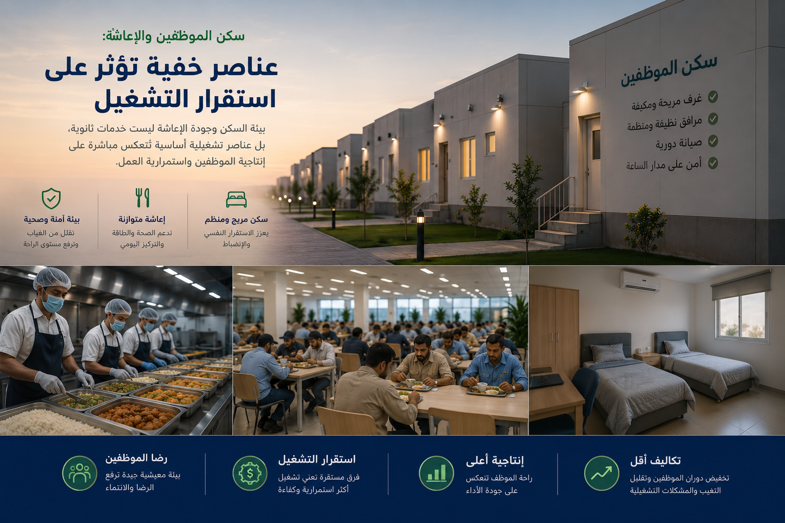 سكن الموظفين والإعاشة: عناصر خفية تؤثر على استقرار التشغيل